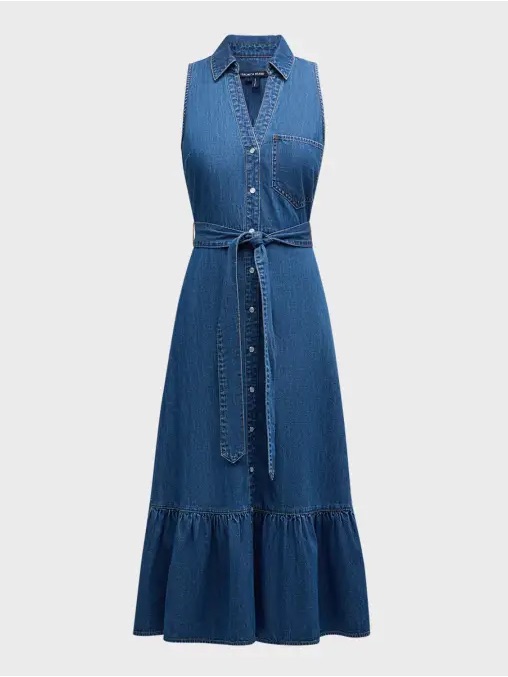 Veronica Beard Edwina Sleeveless Chambray Dress